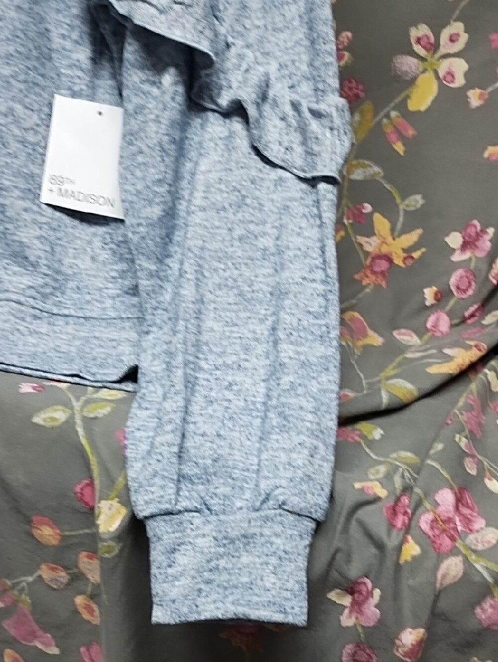 Madison Light Blue Ruffle Lightweight Top - Picture 3 of 7
